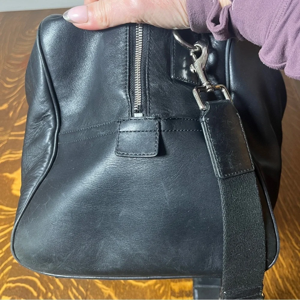 Coach Black Leather Voyage Weekender Travel Bag w/COA
